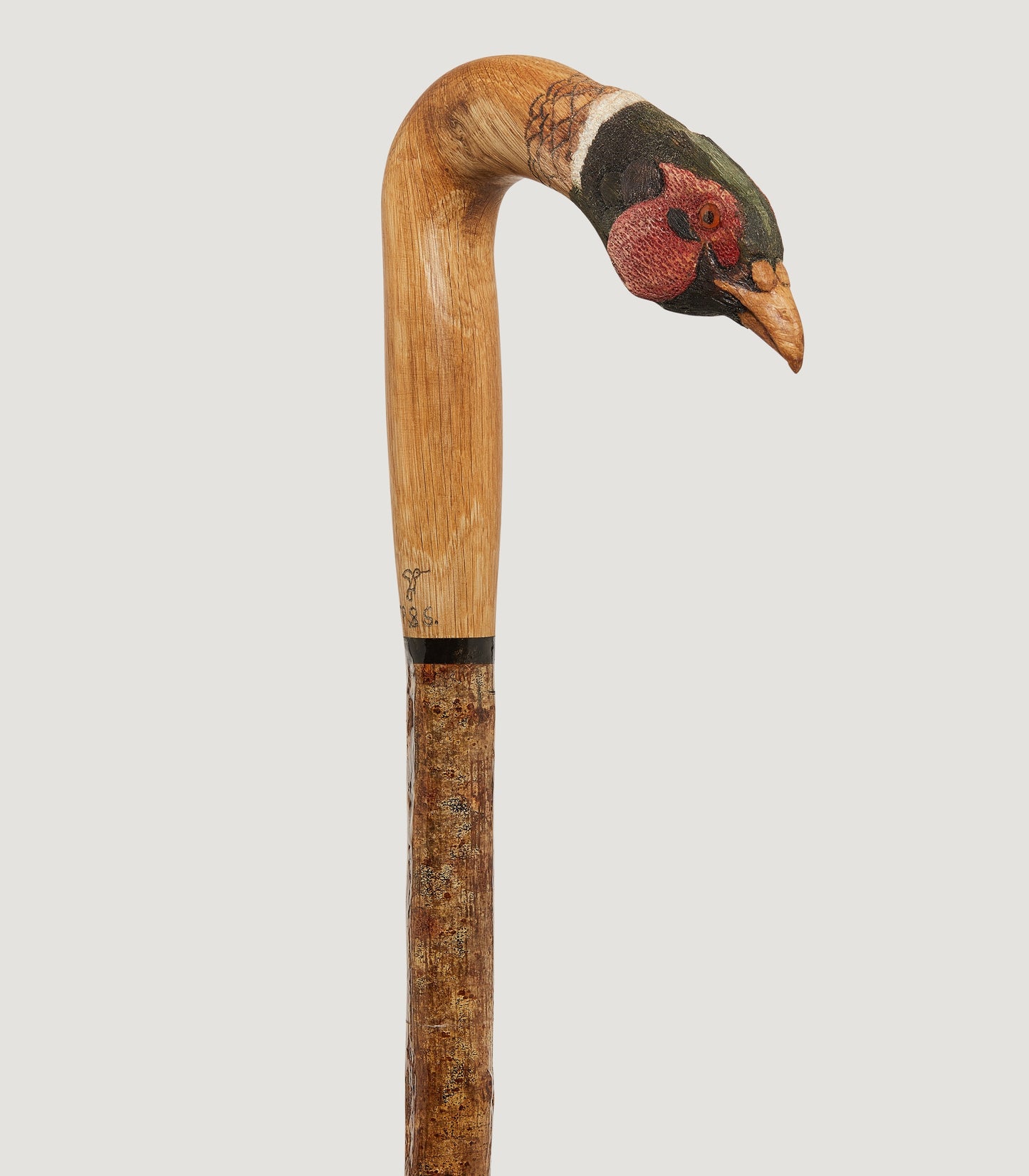 Hand Carved Pheasant Head Hazel Walking Stick