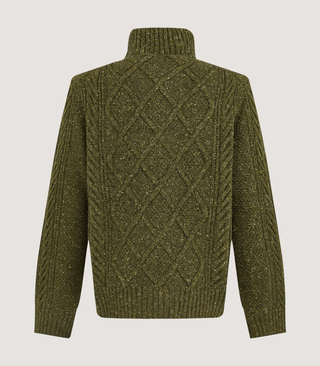 Men's Donegal Aran Full Zip Cardigan in Moss