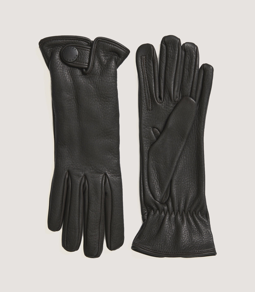 Men's Cashmere Lined Deerskin Sporting Gloves - Left Hand Trigger In Dark Brown