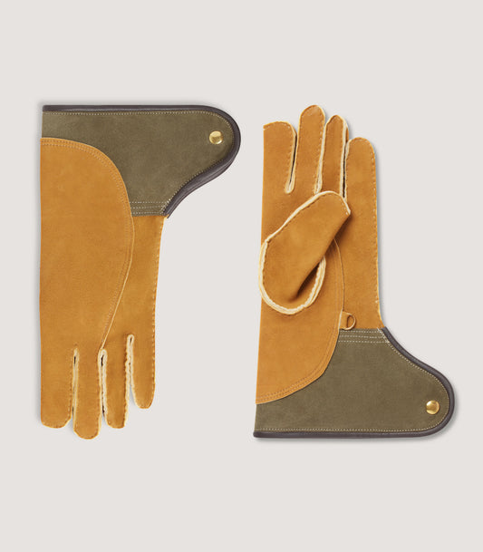 Long Falconry Glove with Double Thickness in Tobacco