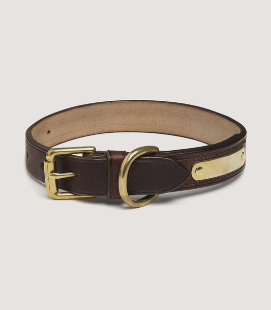 Bridle Leather Dog Collar In Brown.