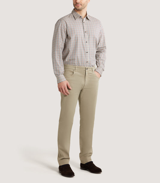 Men's Cotton Tattersall Classic Shirt in Flax