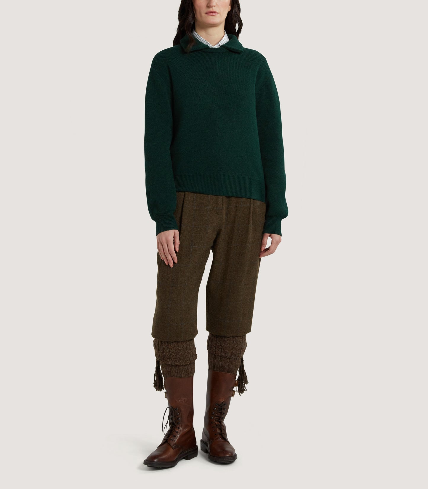 Women's Berkeley Shirt Collar Sweater in Emerald
