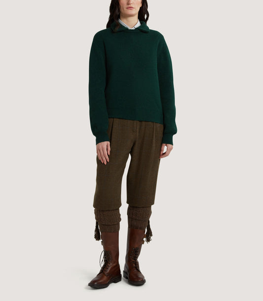 Women's Berkeley Shirt Collar Sweater in Emerald
