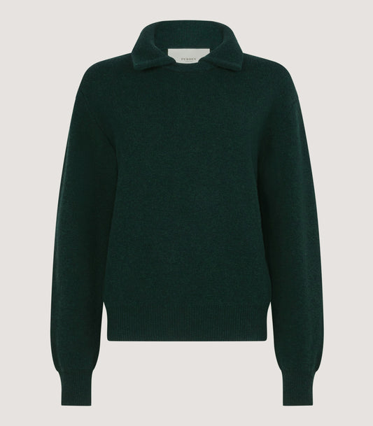 Women's Berkeley Shirt Collar Sweater in Emerald