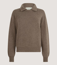Women's Berkeley Shirt Collar Sweater in Taupe