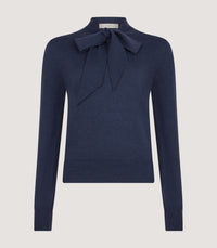 Women's Newland Tie Neck Sweater in Denim Blue