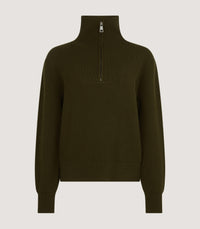Women's Mill Funnel Neck Wool Sweater in Military