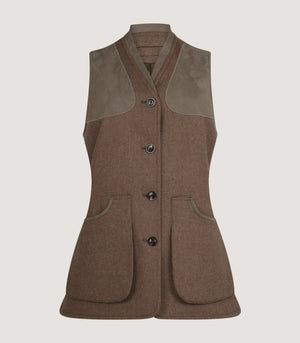Women's Cashmere Tweed Shooting Vest in Percy