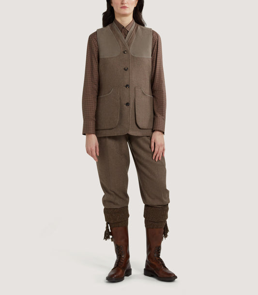 Women's Cashmere Tweed Shooting Vest in Percy