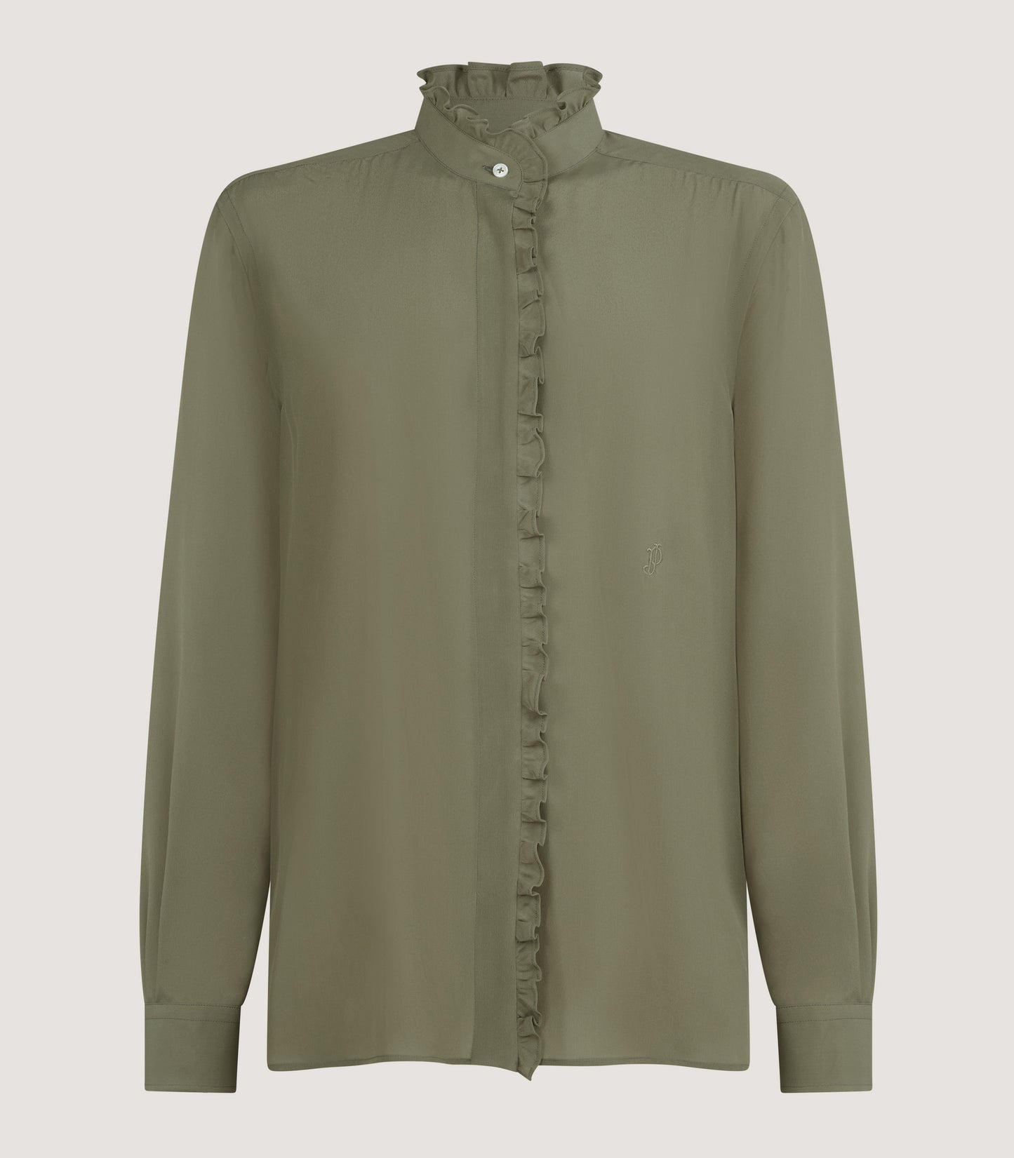 Women's Silk Pie Crust Shirt in Sage Green