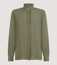 Women's Silk Pie Crust Shirt in Sage Green