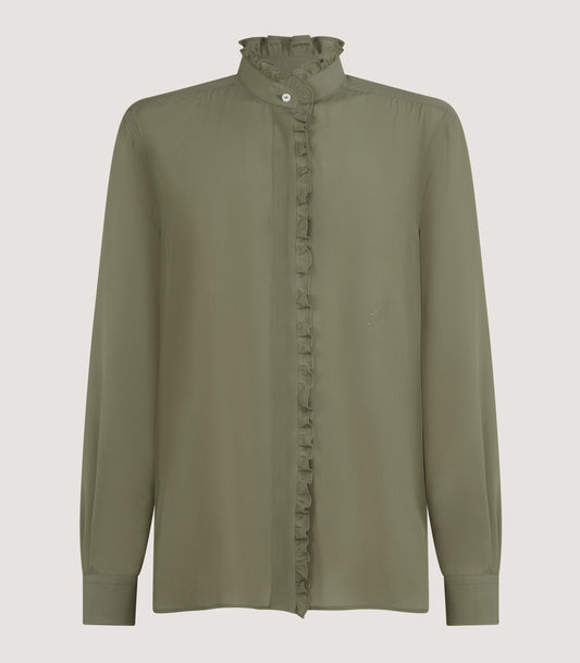 Women's Silk Pie Crust Shirt in Sage Green