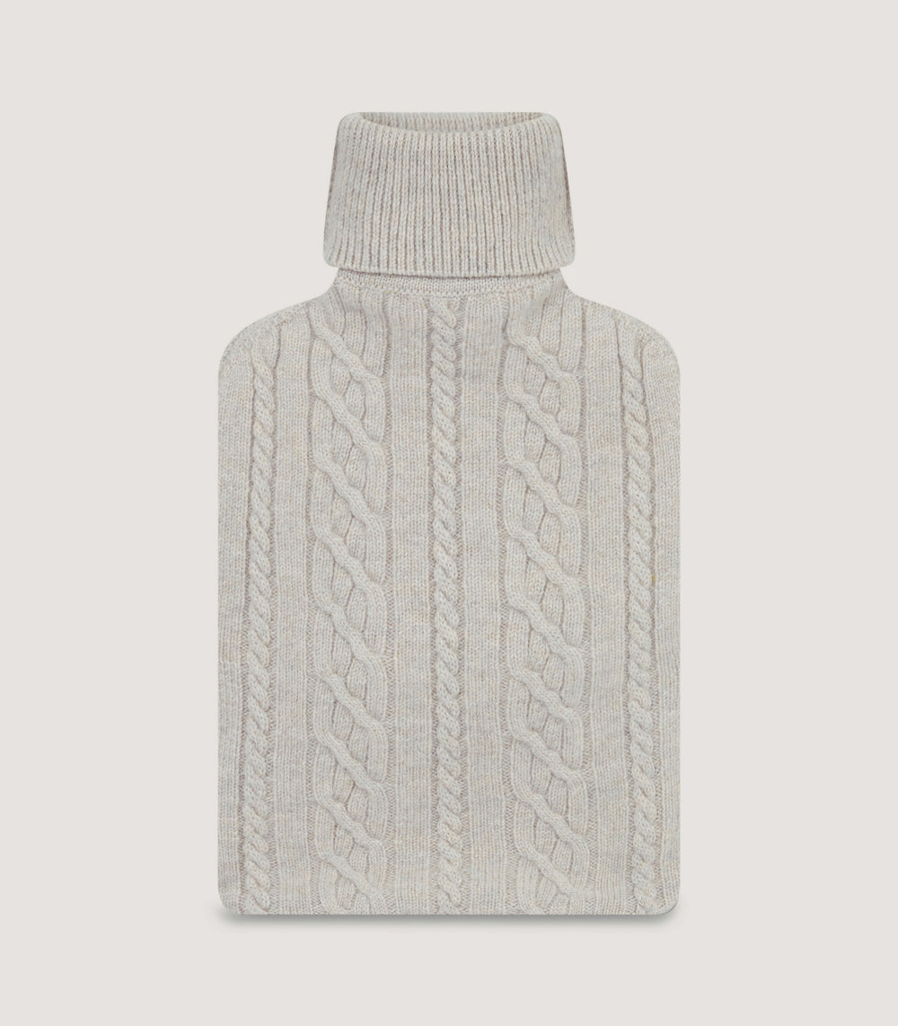 Cable Knit Hot Water Bottle in Stone
