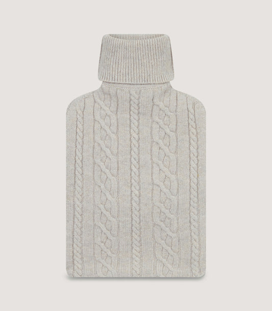 Cable Knit Hot Water Bottle in Stone