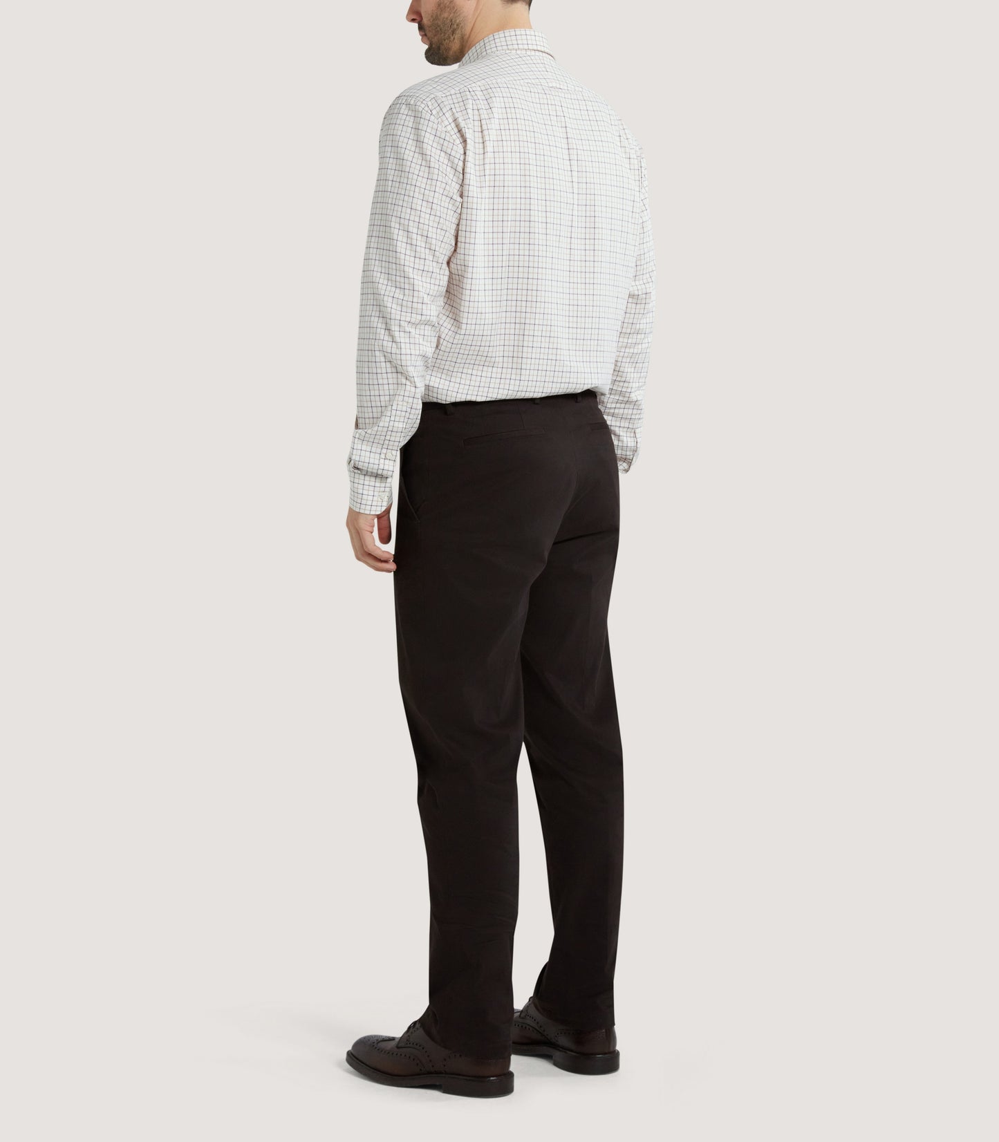 Men's Cotton Flat Front Trousers in Walnut
