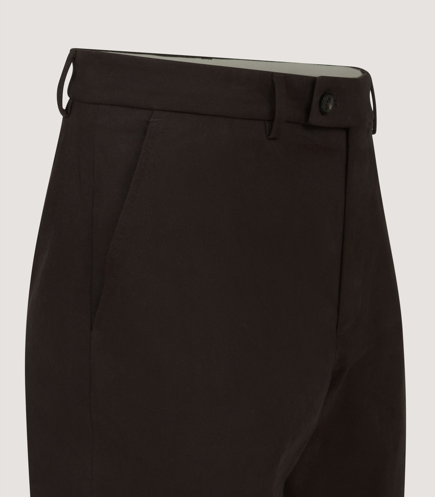 Men's Cotton Flat Front Trousers in Walnut