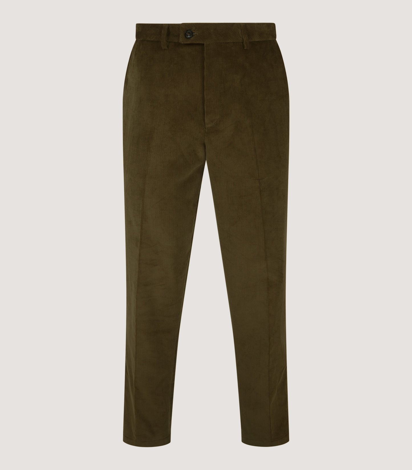 Men's Cotton Corduroy Flat Front Trousers in Olive