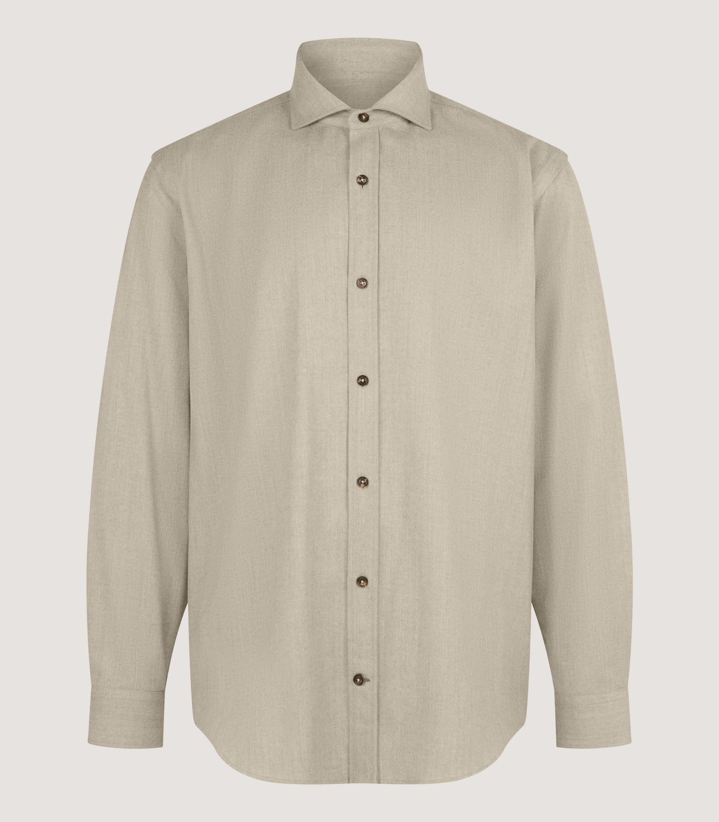 Men's Wool Cut Away Collar Shirt in Stone