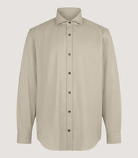 Men's Wool Cut Away Collar Shirt in Stone