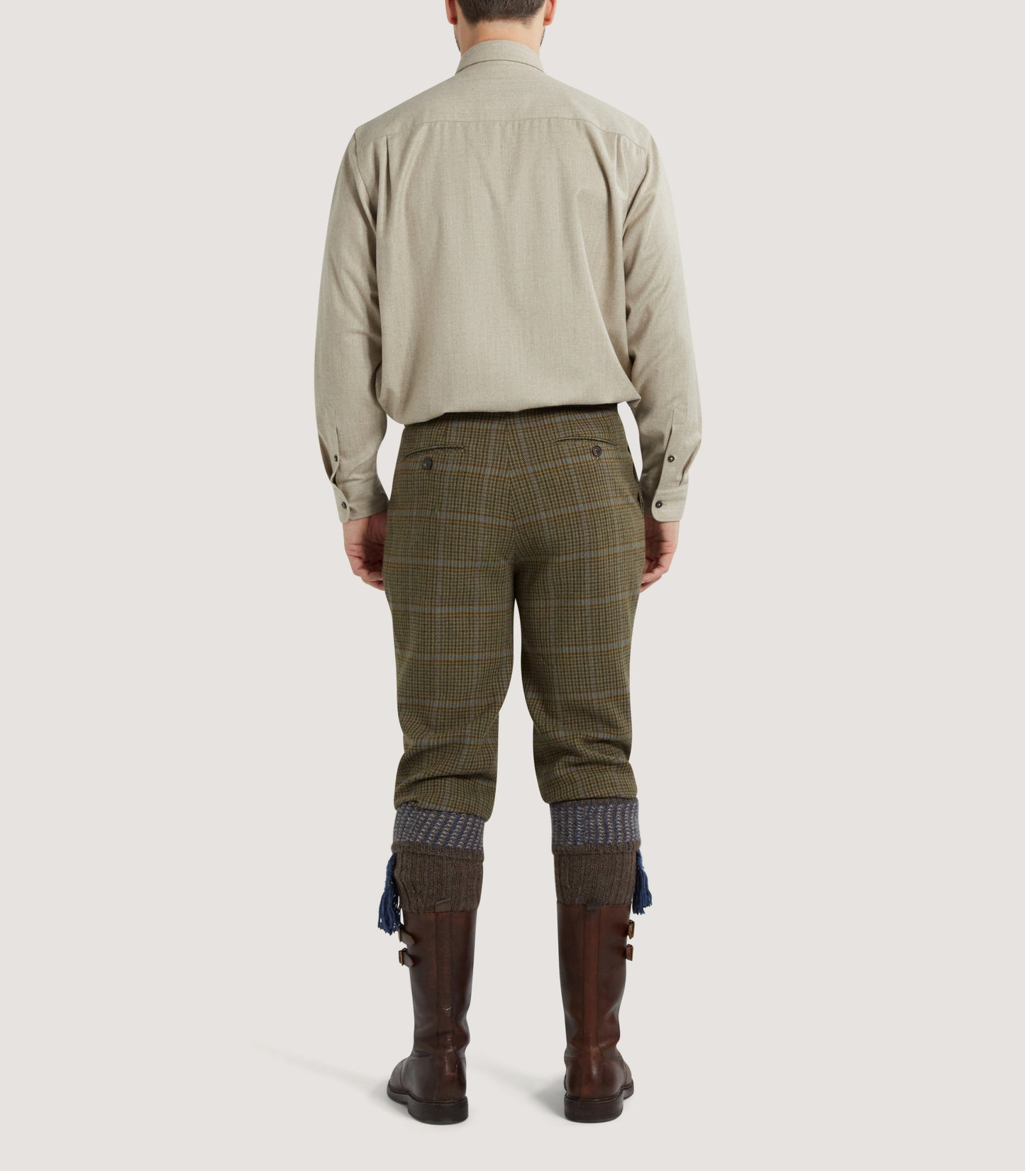 Men's Wool Cut Away Collar Shirt in Stone