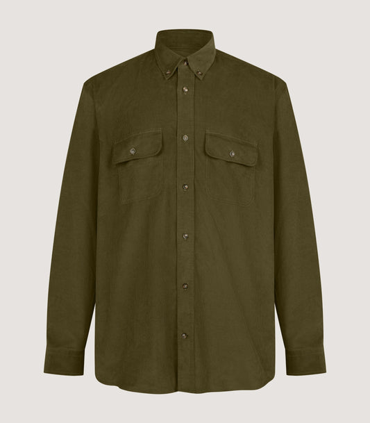 Men's Cotton Double Pocket Shirt in Moss