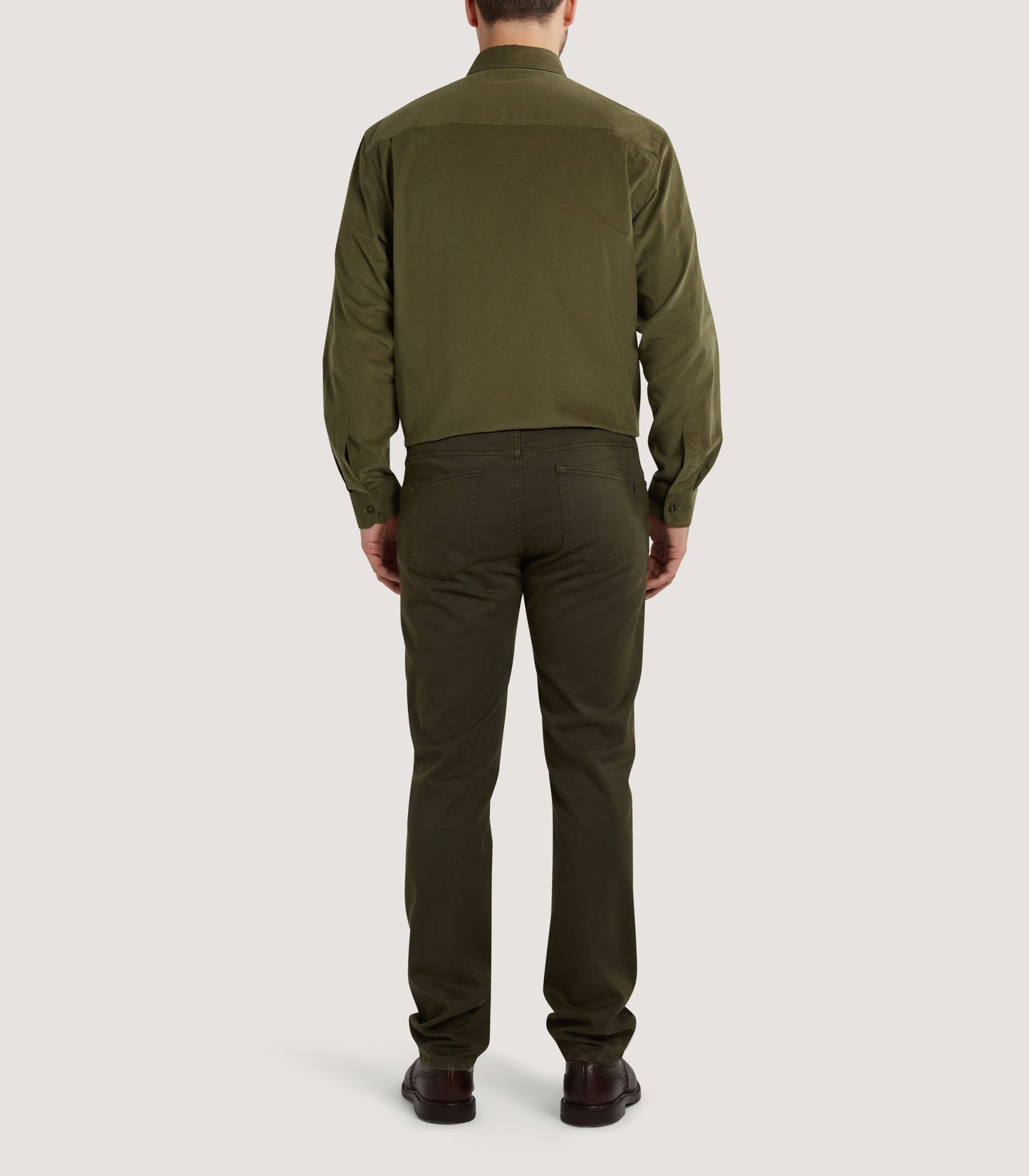 Men's Cotton Double Pocket Shirt in Moss