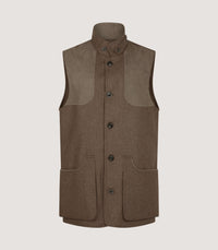 Men's High Collar Cashmere Tweed Shooting Vest in Percy
