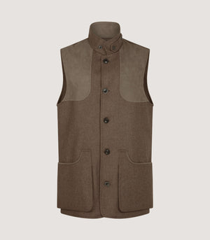 Men's High Collar Cashmere Tweed Shooting Vest in Percy