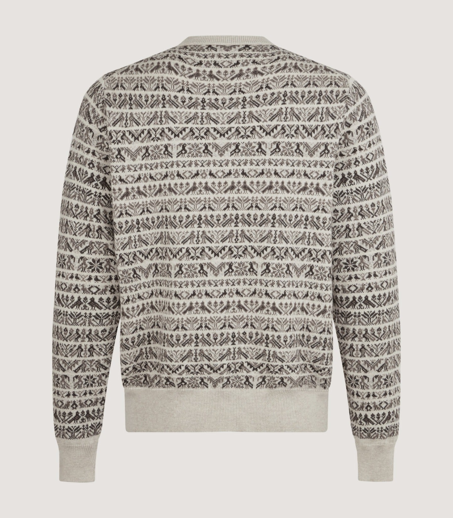 Men's Vigo Wool Fairisle Bird Sweater in Pebble