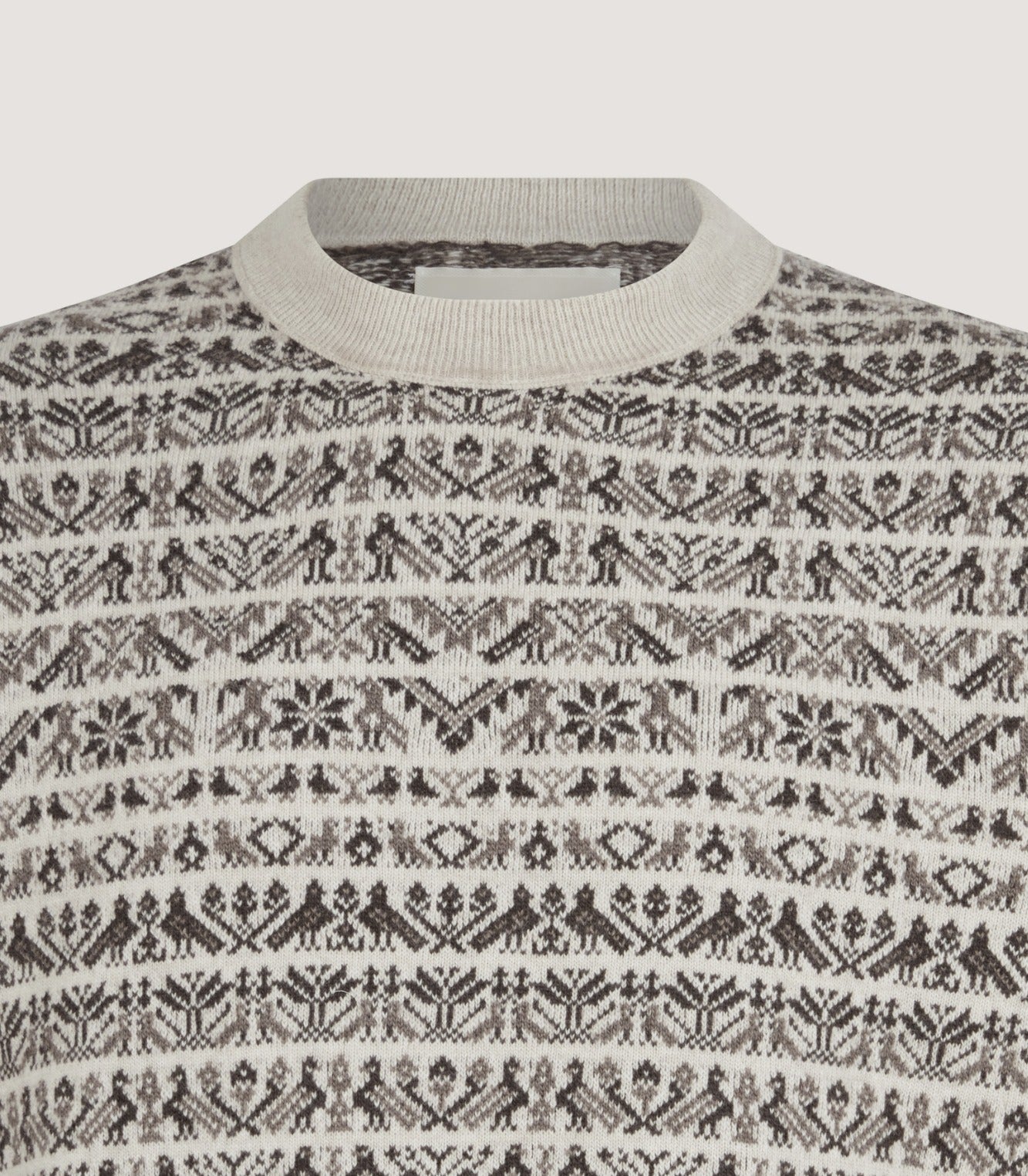Men's Vigo Wool Fairisle Bird Sweater in Pebble