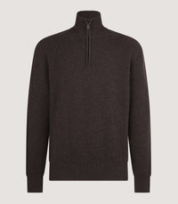Men's Clifford Wool Cashmere Ribbed Quarter Zip Sweater in Peppercorn