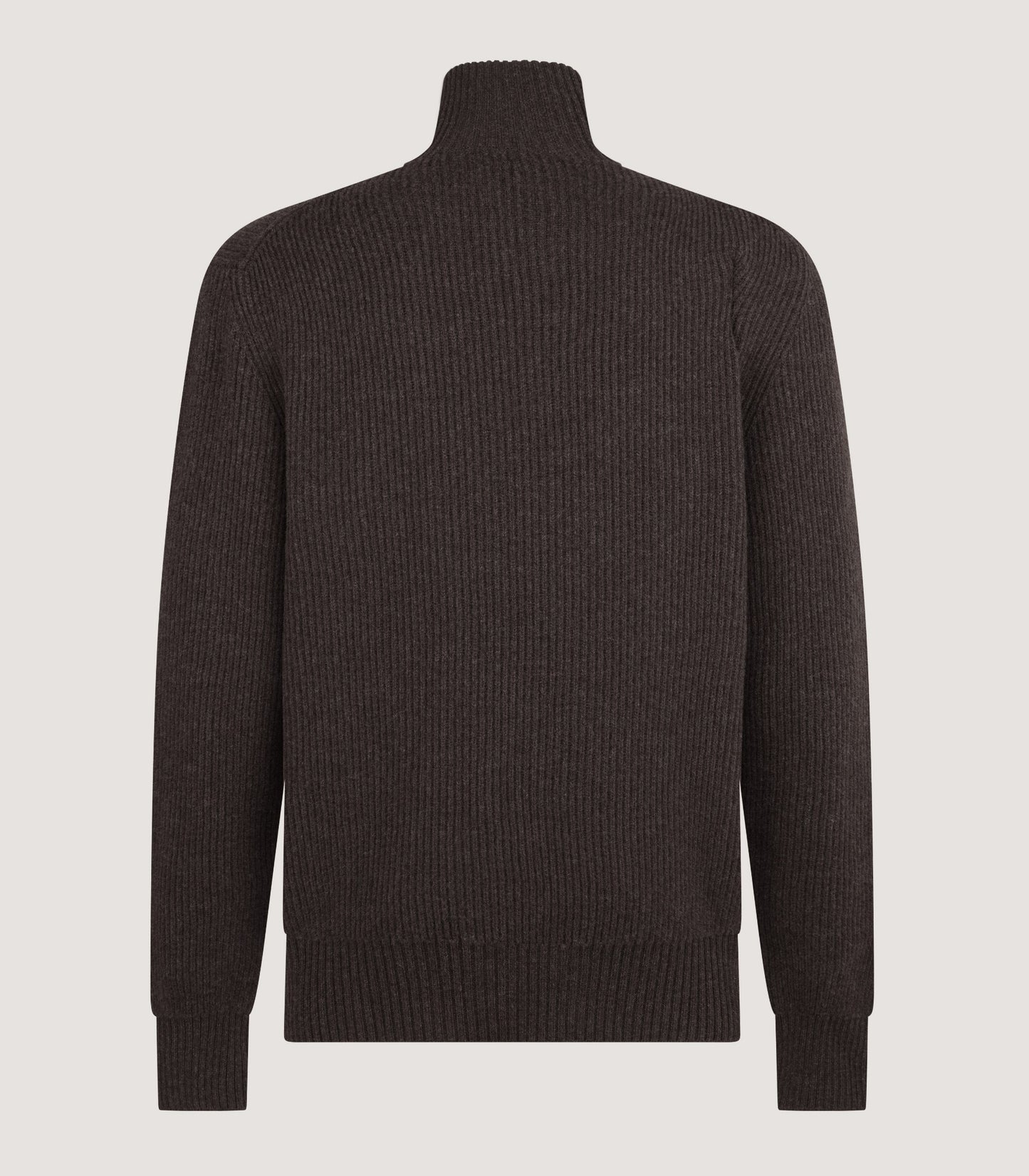 Men's Clifford Wool Cashmere Ribbed Quarter Zip Sweater in Peppercorn