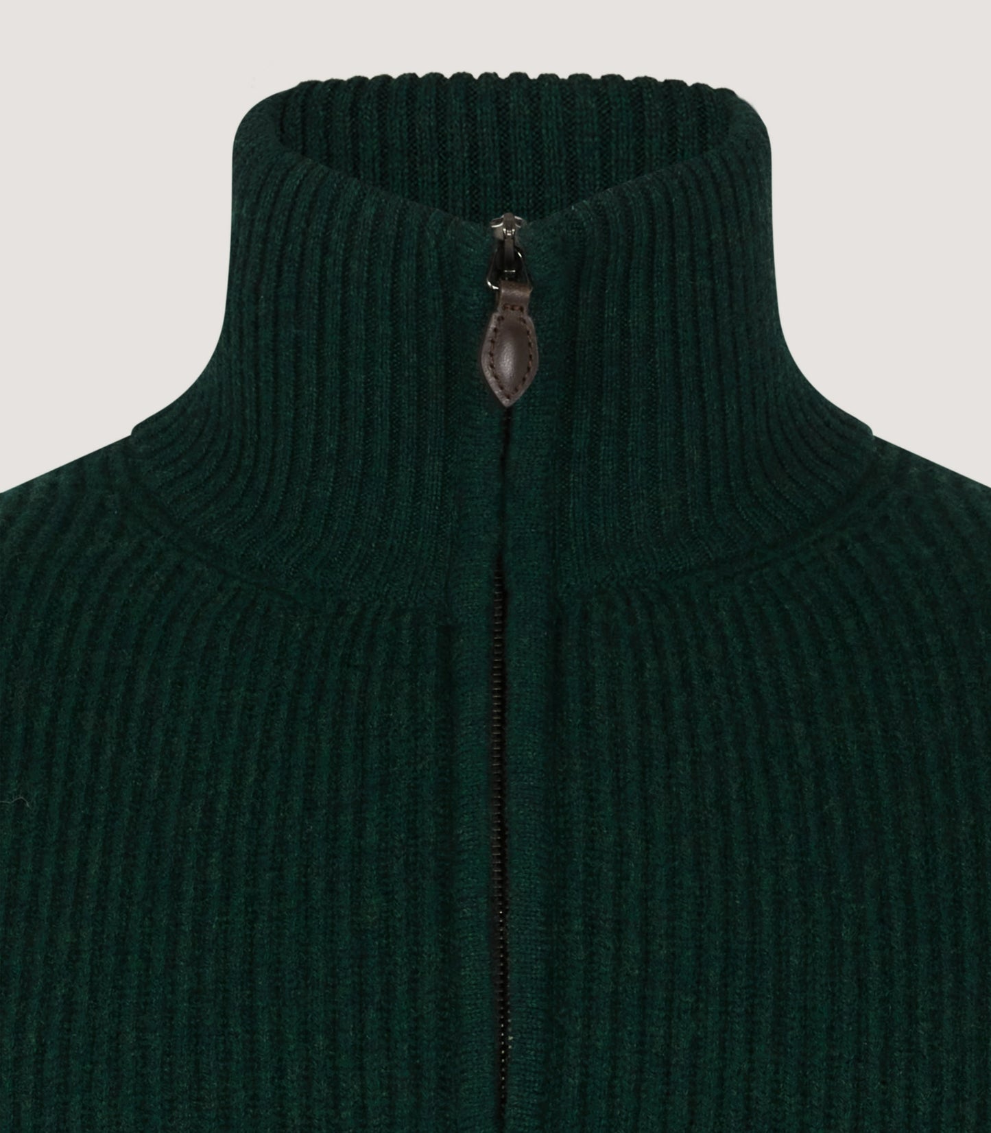Men's Clifford Wool Cashmere Ribbed Quarter Zip Sweater in Emerald