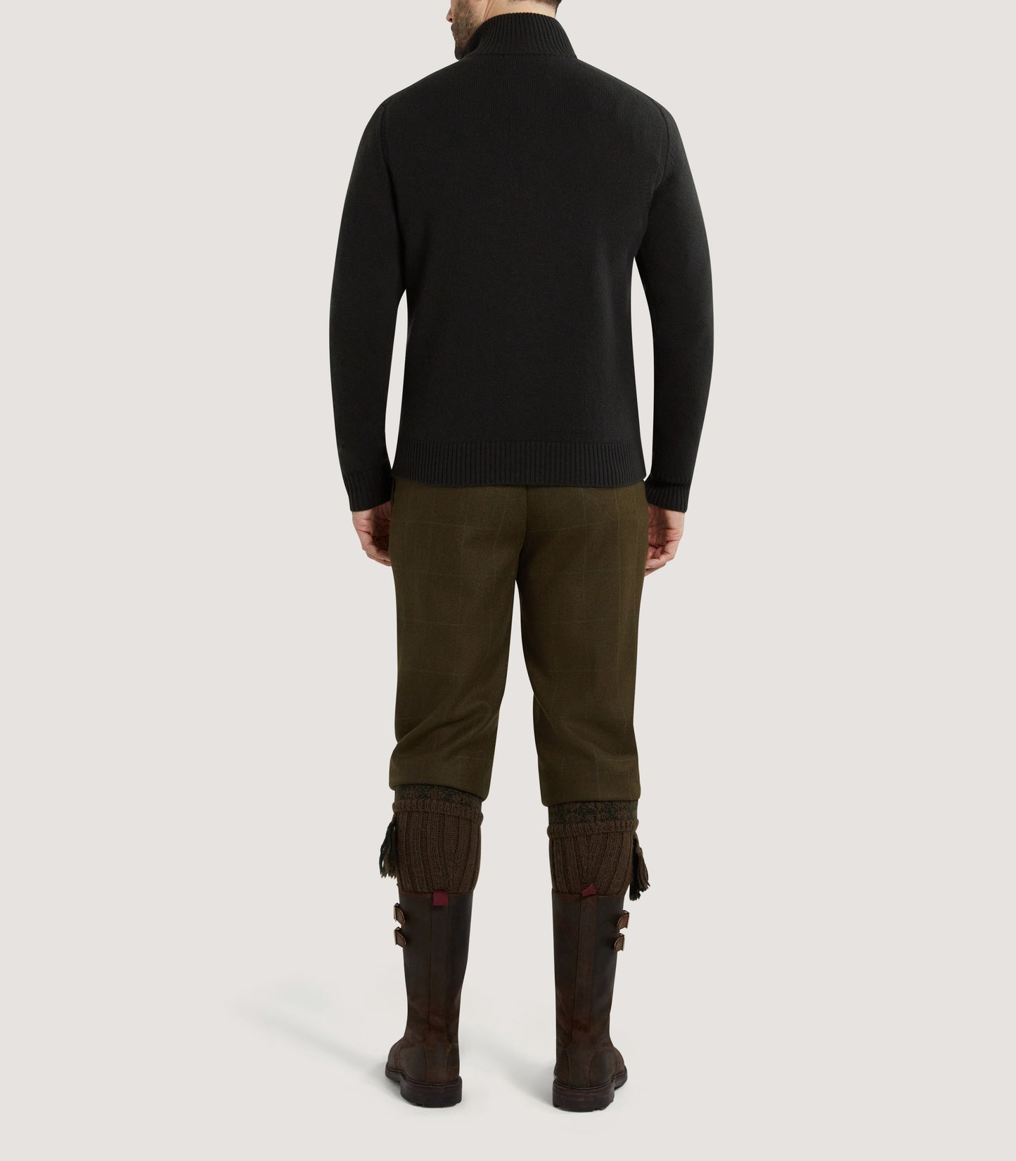 Men's Cashmere Quarter Zip Sweater in Military