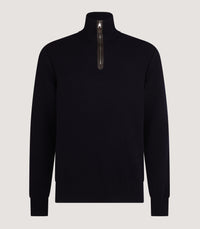 Men's Cashmere Quarter Zip Sweater in Midnight