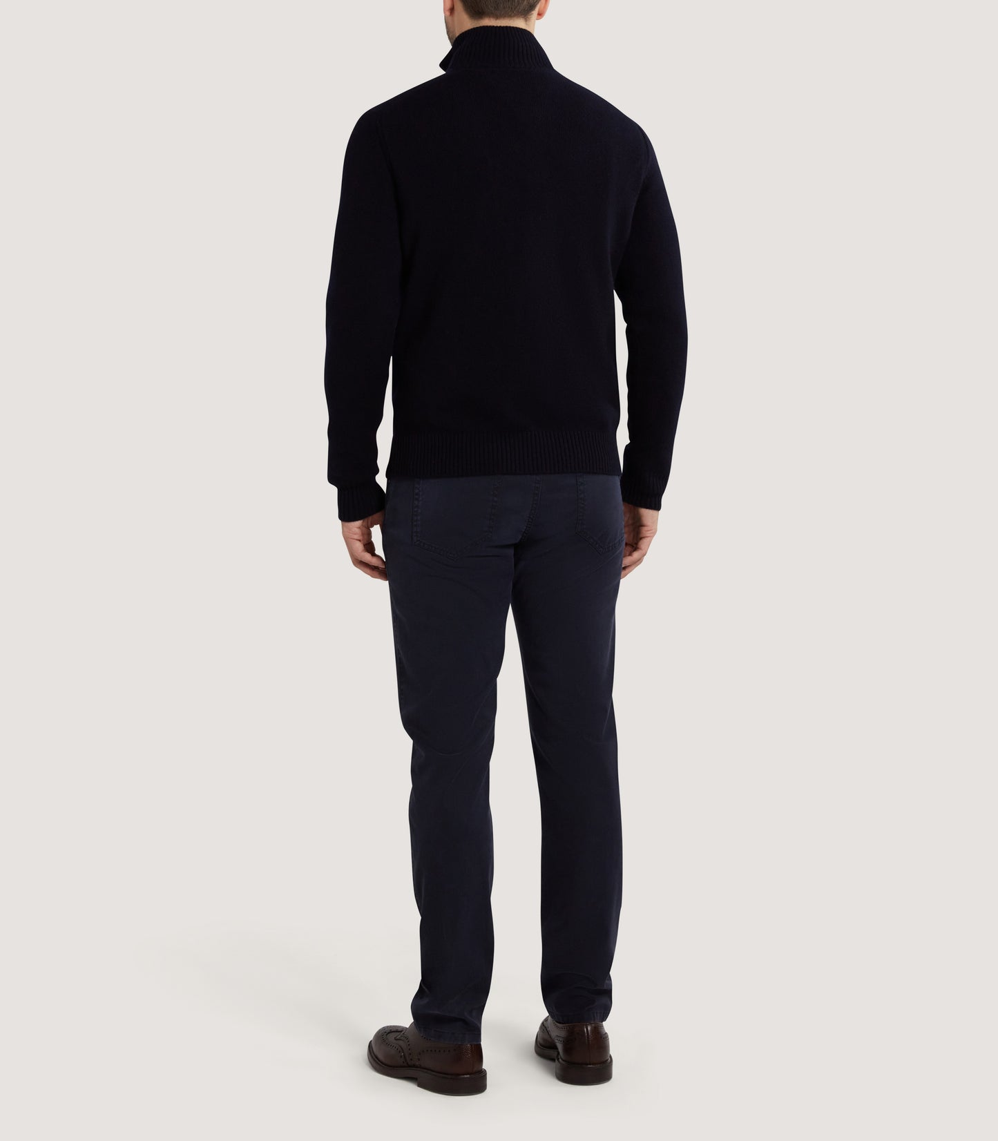 Men's Cashmere Quarter Zip Sweater in Midnight