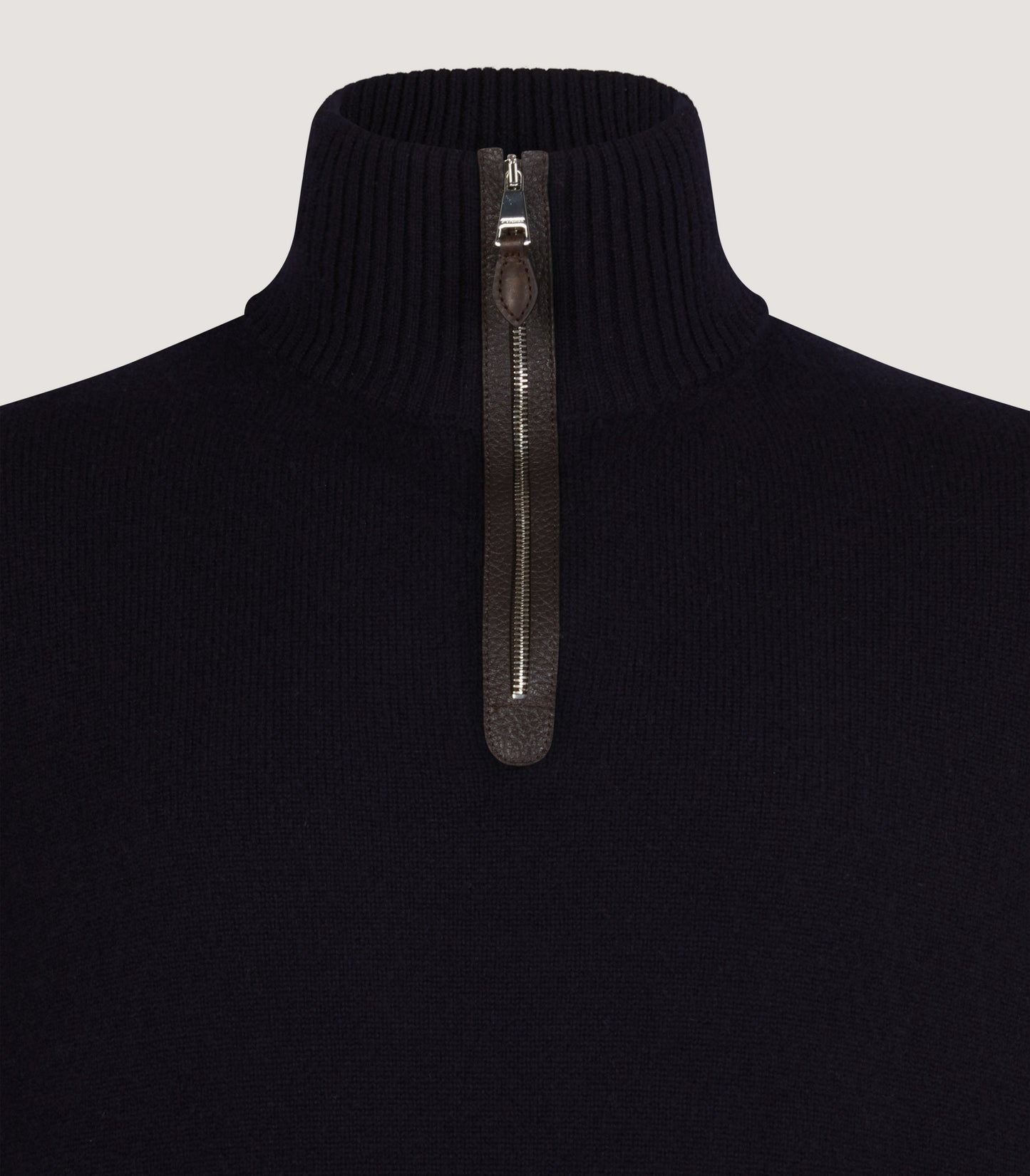 Men's Cashmere Quarter Zip Sweater in Midnight