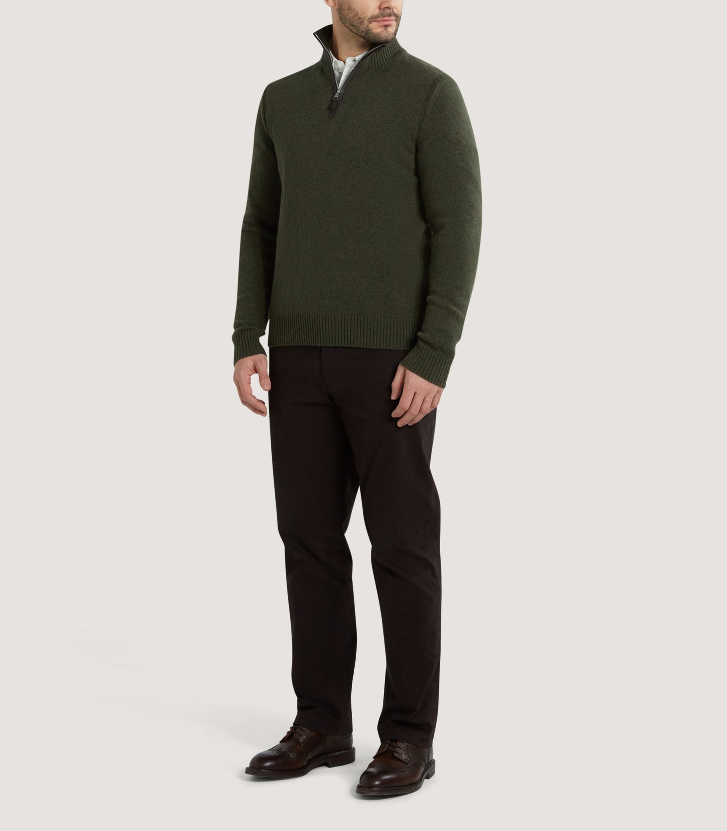 Men's Cashmere Quarter Zip Sweater in Loden
