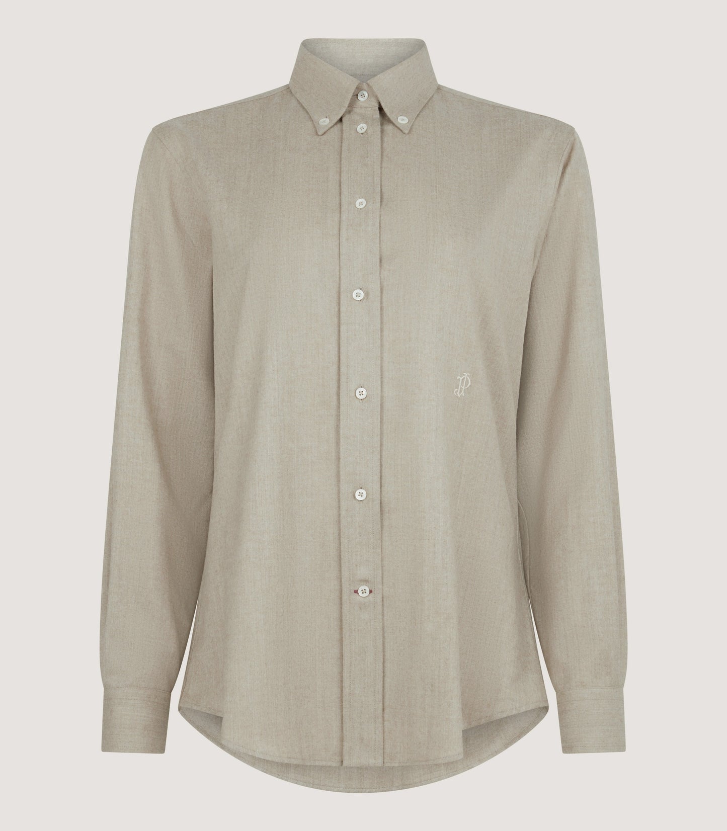 Women's Wool Cashmere Button Down Shirt in Stone