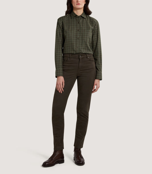 Women's Tattersall Shooting Shirt in Loden