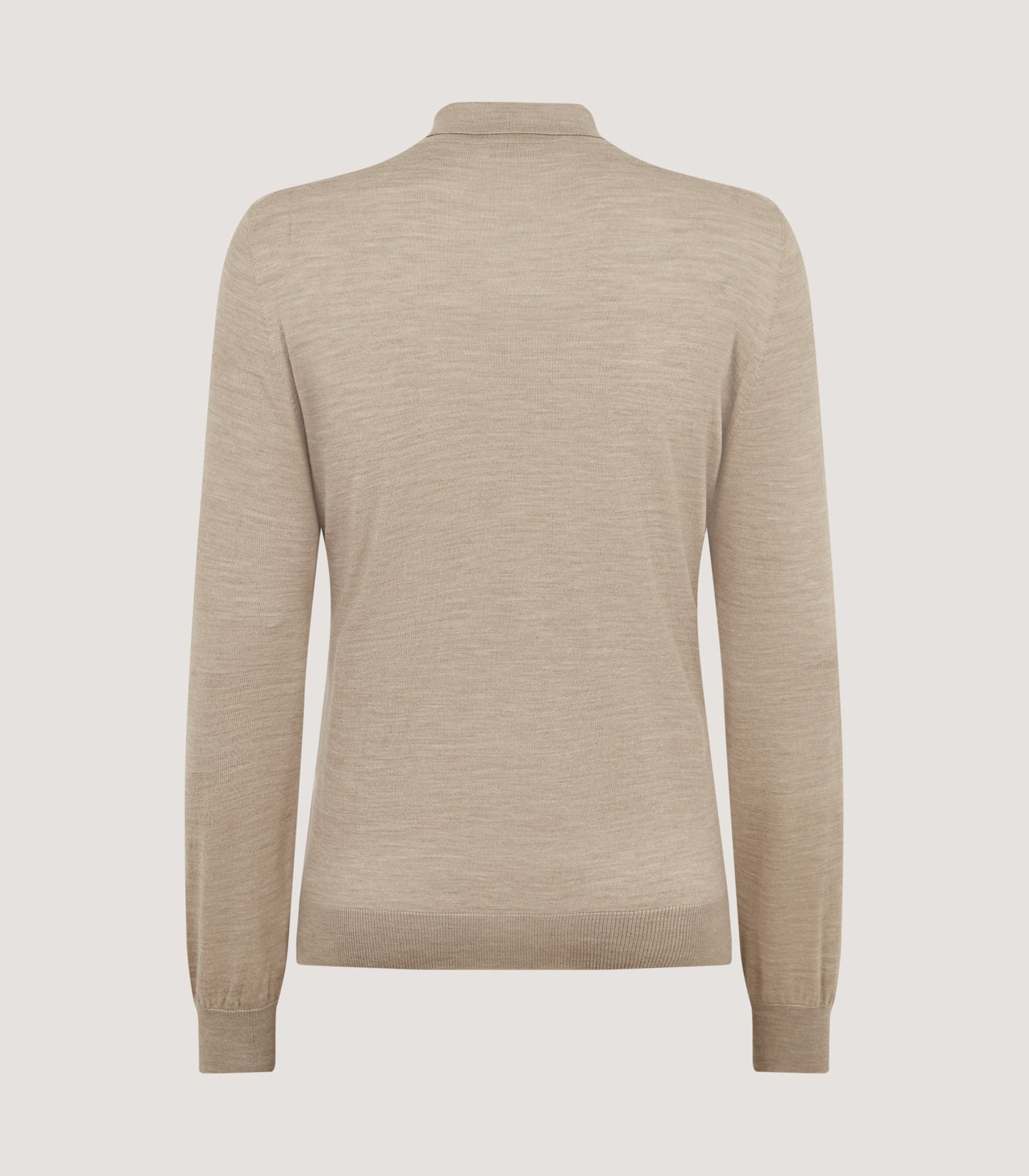 Men's Lightweight Travel Merino Long Sleeve Polo in Taupe