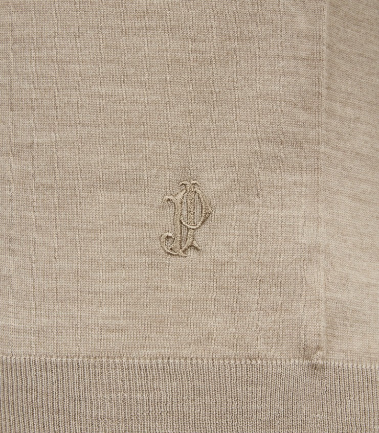 Men's Lightweight Travel Merino Long Sleeve Polo in Taupe