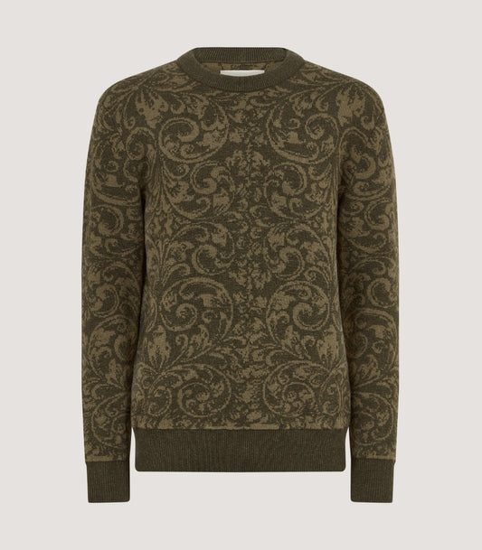 Men's Emberton Rose and Scroll Sweater in Loden