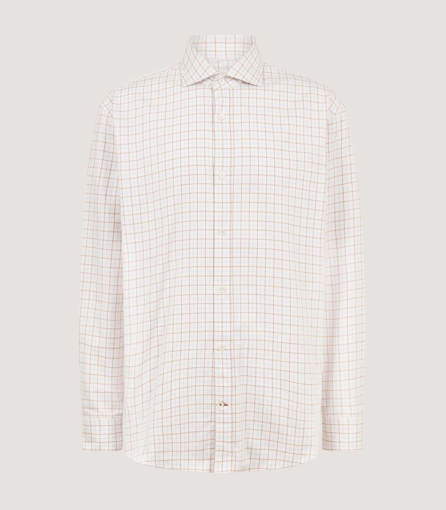 Men's Cut Away Collar Tattersall Shirt in Sky Blue