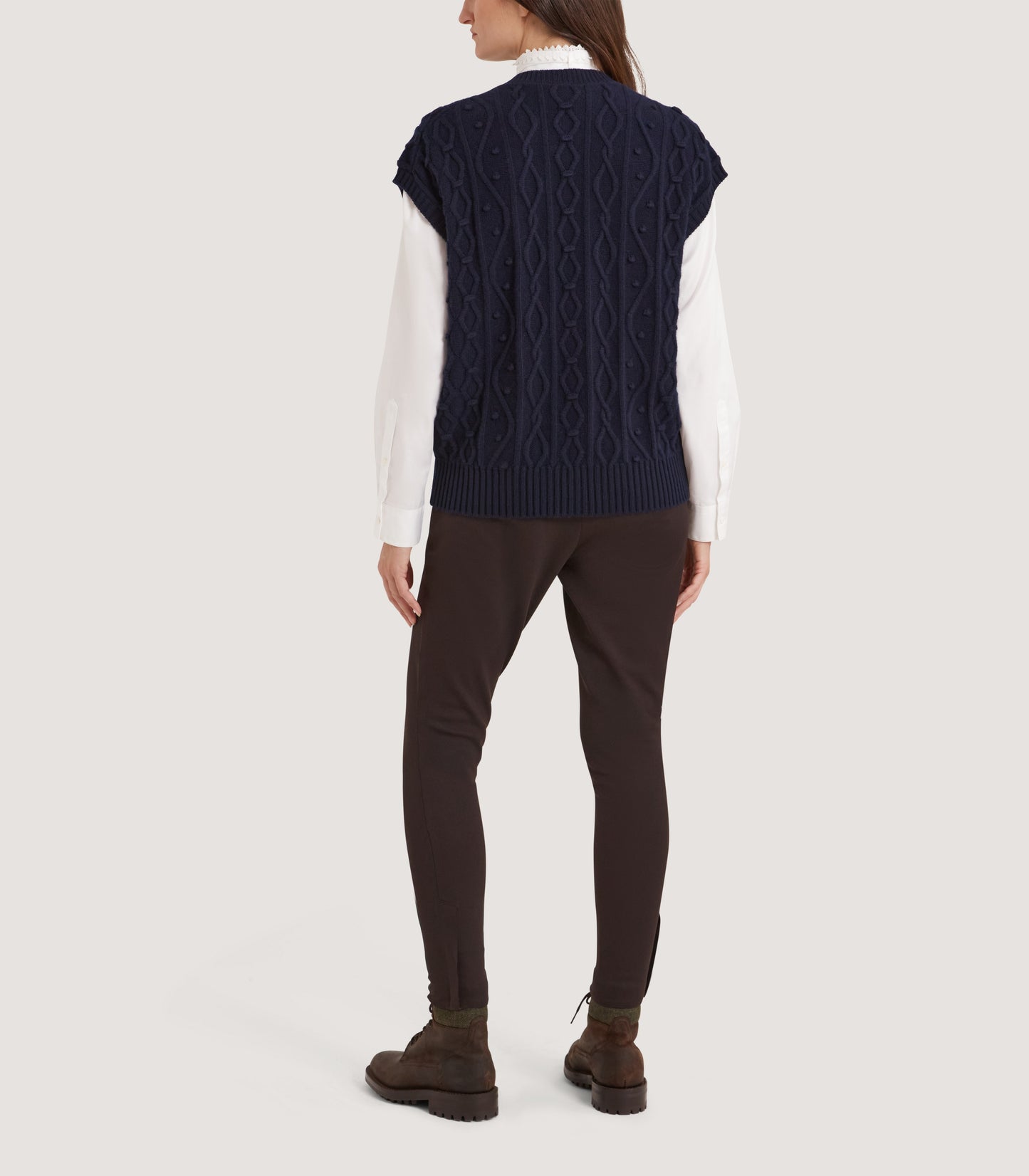 Women's Cotton Cashmere Aran Tank in Midnight