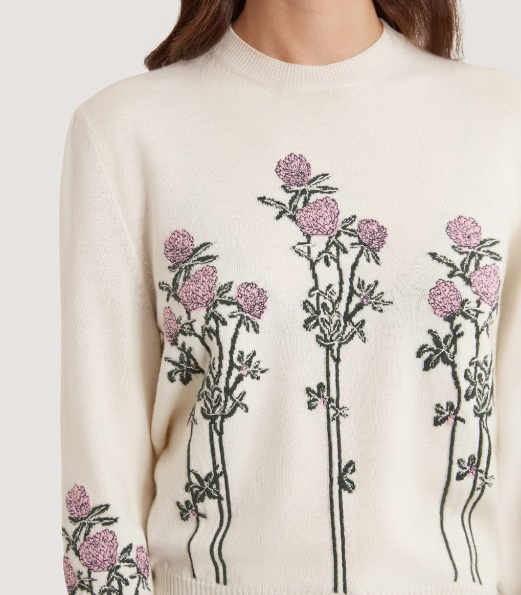 Women's Crendon English Garden Sweater in Ivory