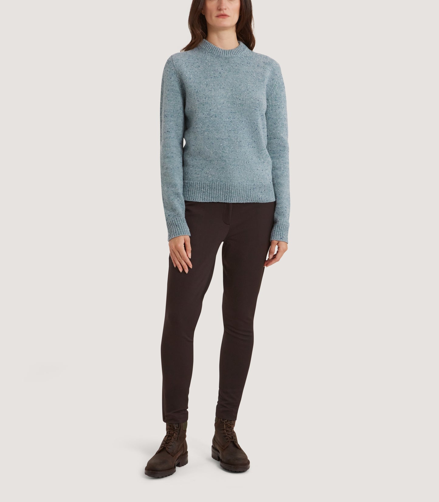 Women's Dorton Donegal Cashmere Sweater with Scarf in Duck Egg Blue