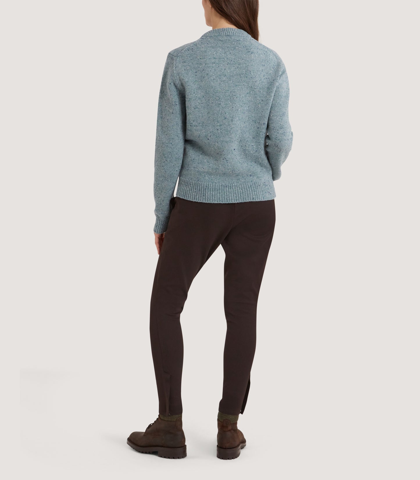 Women's Dorton Donegal Cashmere Sweater with Scarf in Duck Egg Blue