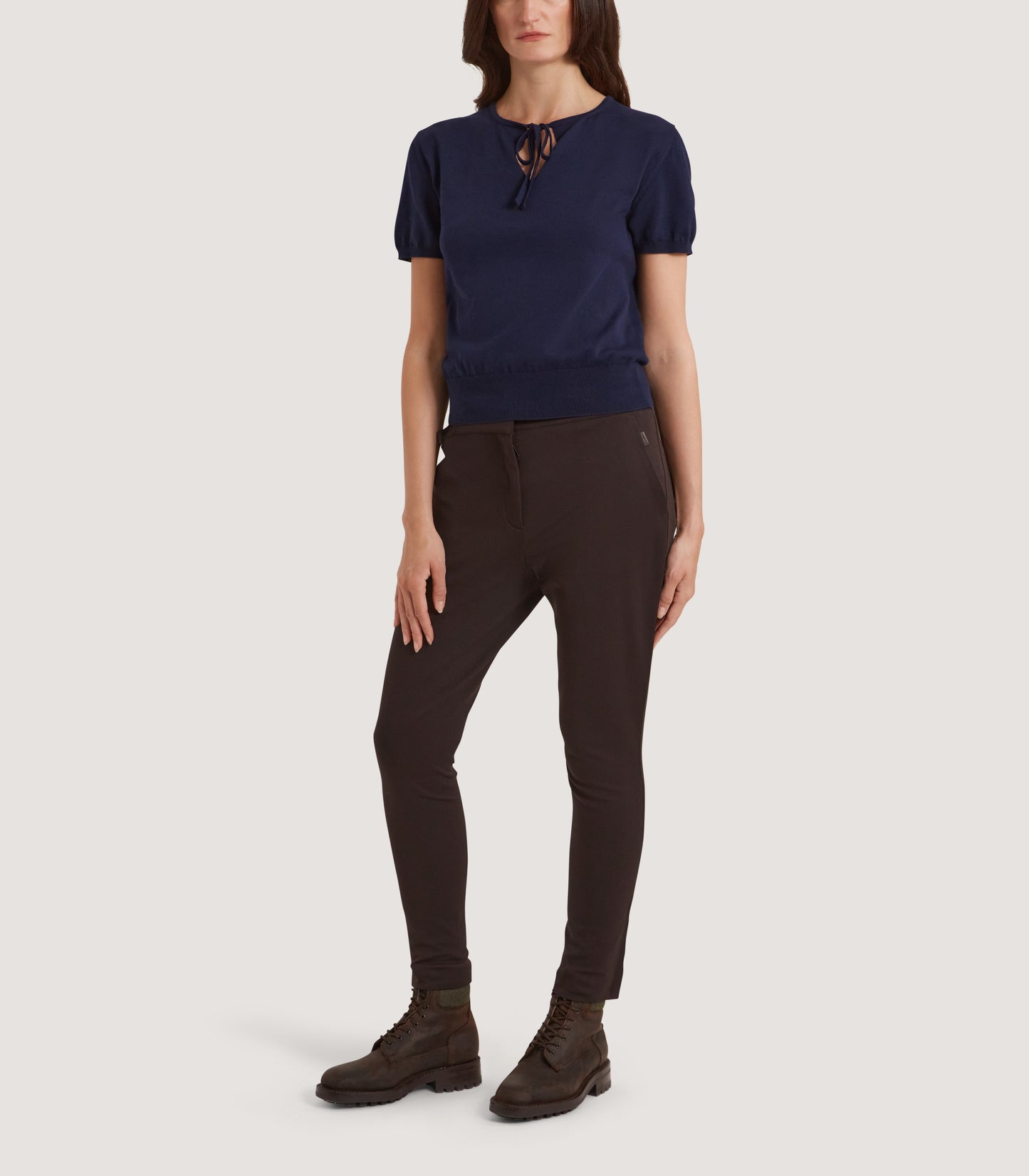 Women's Iver Short Sleeve Sweater with Bow in Midnight
